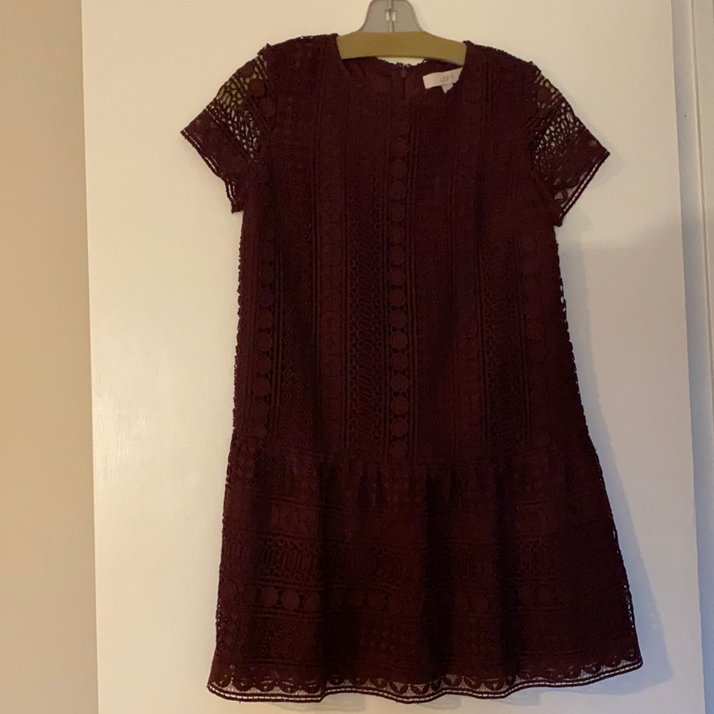 Short sleeve maroon Loft dress NWT